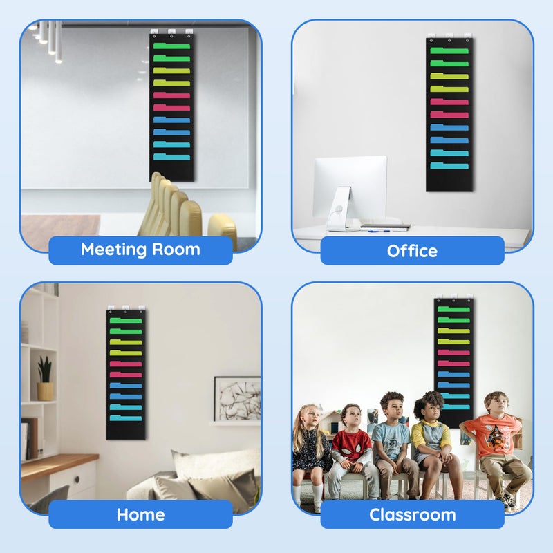 ZKOO 10 Pockets Hanging Wall File Organizer for A4 Size Paper/Legal/Letter Size Document, Sturdy Wall Mail Organizer Black Pocket Chart Great for Classroom, Office, Home Use with 3 Hangers - Image 4
